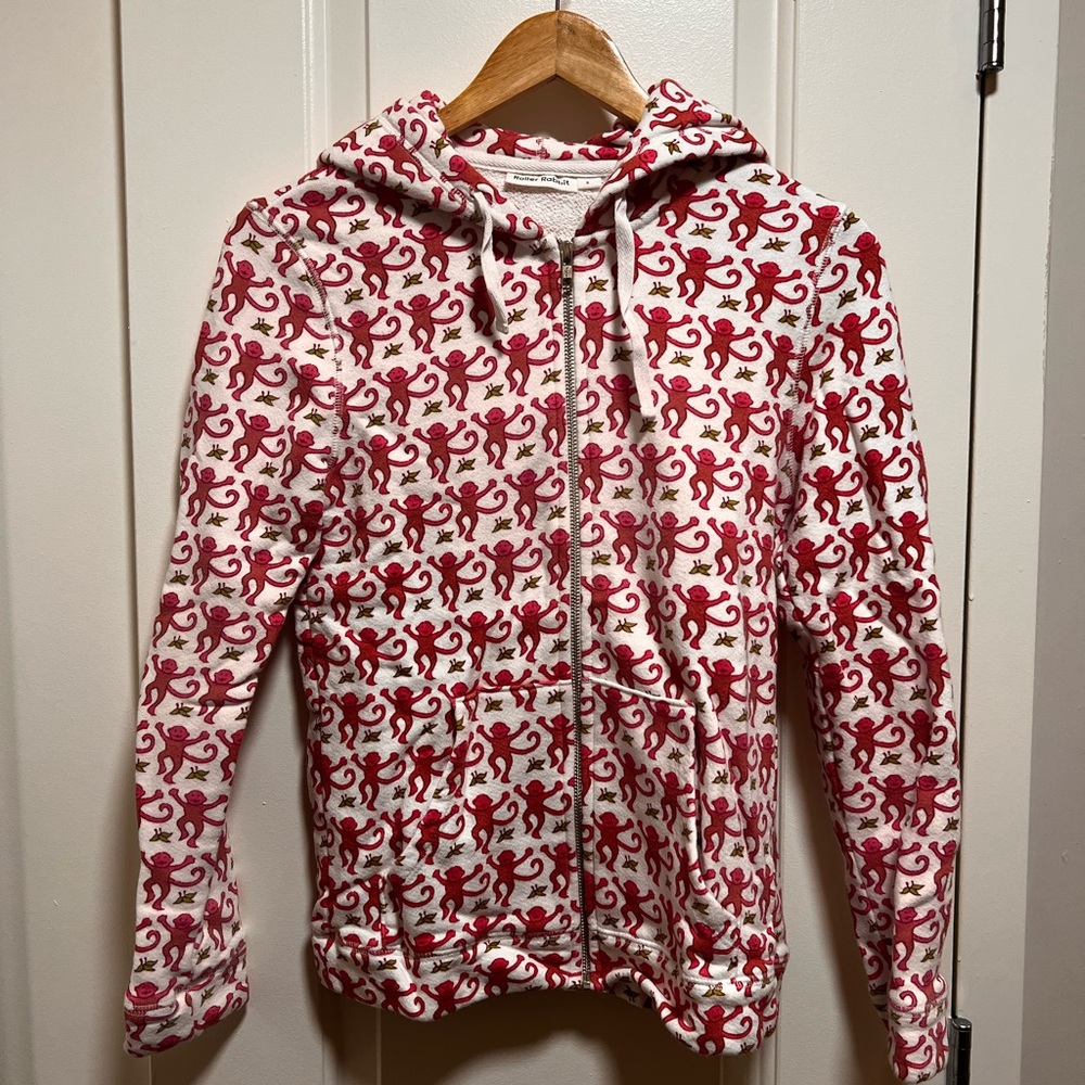 Roller Rabbit Pink Monkey Zip-Up Sweatshirt